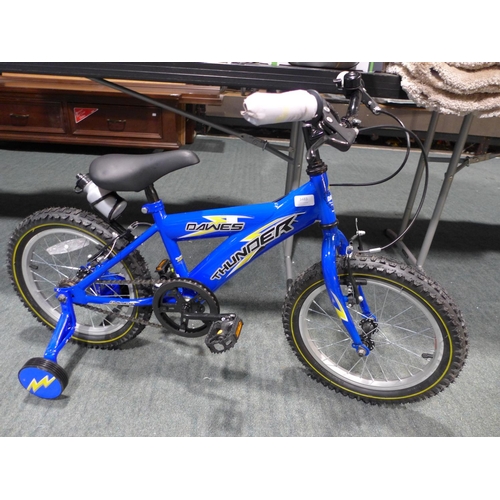 3483 - Blue Danes Thunder child's bike with stabilisers (162 wheel)