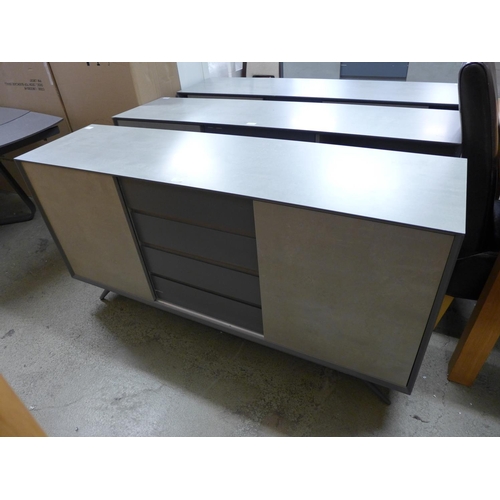 1303 - A two door, four drawer grey sideboard - marked