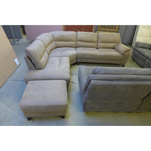 1408 - A light brown upholstered corner sofa