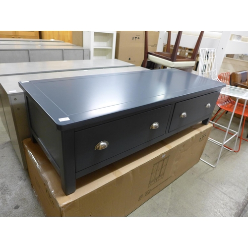 1318 - Slate blue painted two drawer base unit