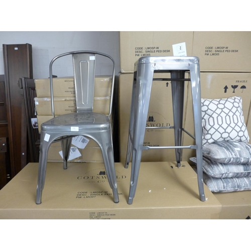 1395 - A Tolix style chair and bar stool