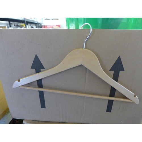 2105 - Box of approx. 50 wooden coat hangers