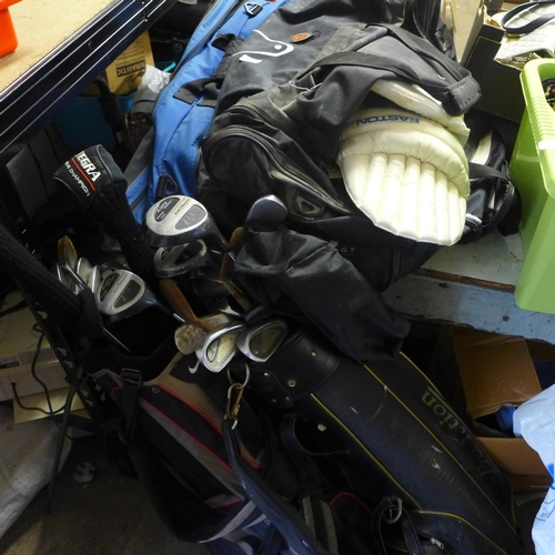 2107 - Cricket gear, tennis racquet & 2 set of golf clubs