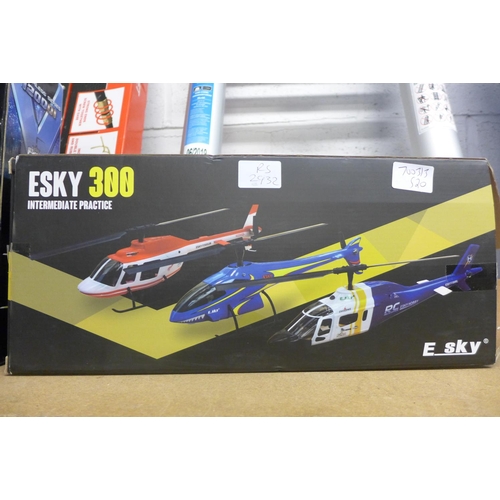 2116 - Esky 300 Intermediate Practice blue mini helicopter with remote, charger - boxed