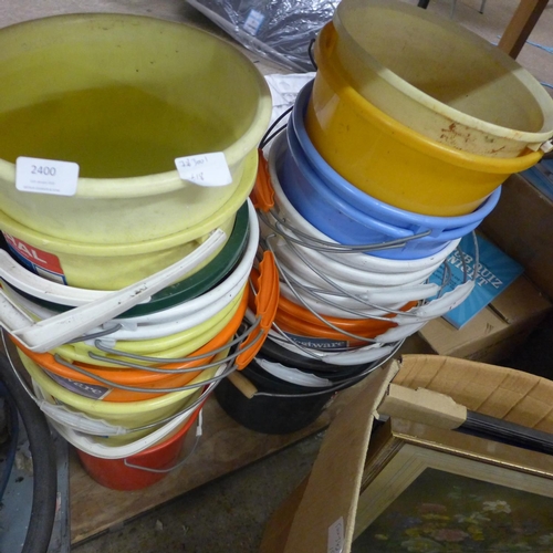 2400 - 2 Stacks of misc. plastic buckets