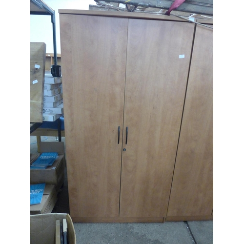 2408 - Wooden stationery cupboard - approx. 6' x 3' - no key