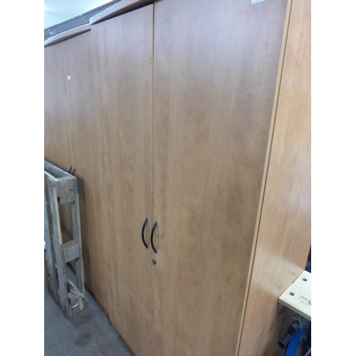 2412 - Wooden stationery cupboard - approx. 6' x 3' no key