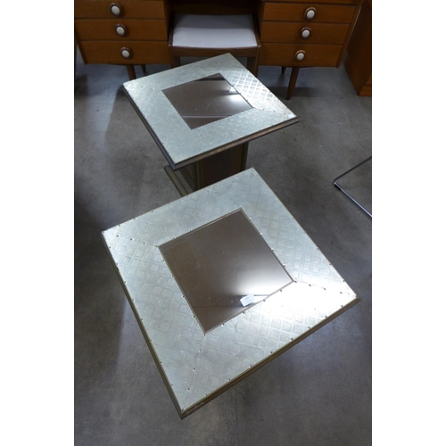 117 - A pair of Gony Nava mirrored and gilded square occasional tables