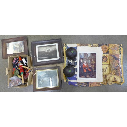 1118 - Two bowling woods, die-cast model vehicles and framed and loose prints **PLEASE NOTE THIS LOT IS NOT... 