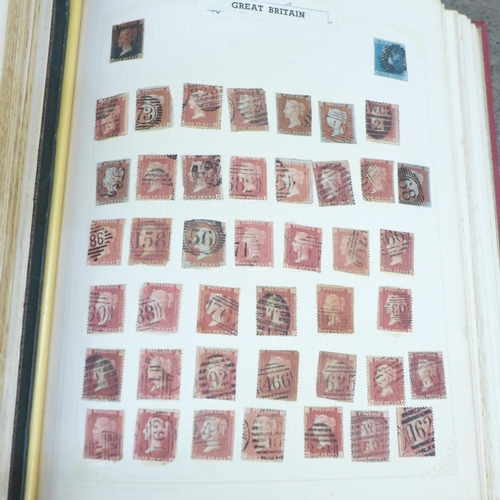 667 - Two albums of stamps including British, worldwide, Penny Reds, Penny Black and a Penny Blue