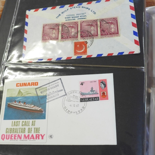 682 - Stamps:- Album of shipping and hovercraft covers including signed (60 covers)