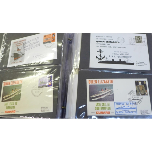 682 - Stamps:- Album of shipping and hovercraft covers including signed (60 covers)