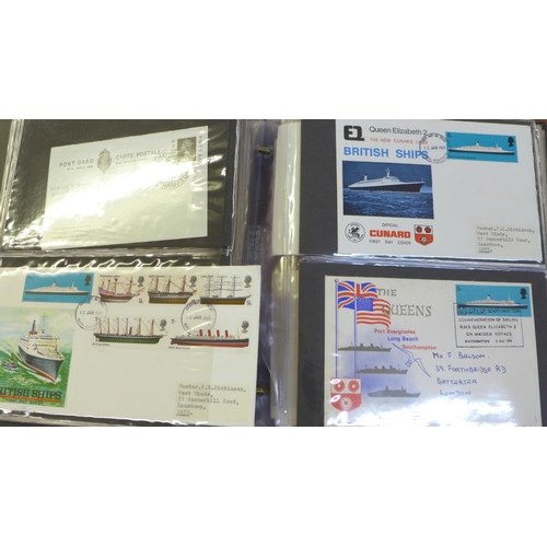 682 - Stamps:- Album of shipping and hovercraft covers including signed (60 covers)