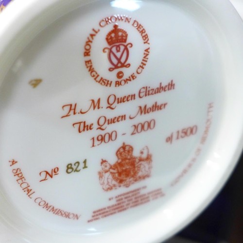 691 - Seven Royal Crown Derby commemorative loving cups, boxed