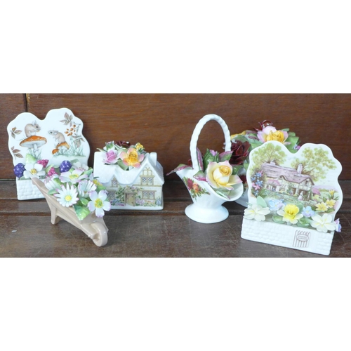 698 - Two Royal Albert posy ornaments and four Royal Albert Old Country Roses posy ornaments