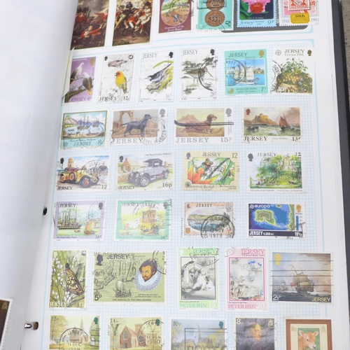 720 - Six albums of stamps including British and Worldwide, three empty stock books, etc.