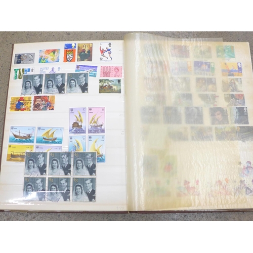 720 - Six albums of stamps including British and Worldwide, three empty stock books, etc.