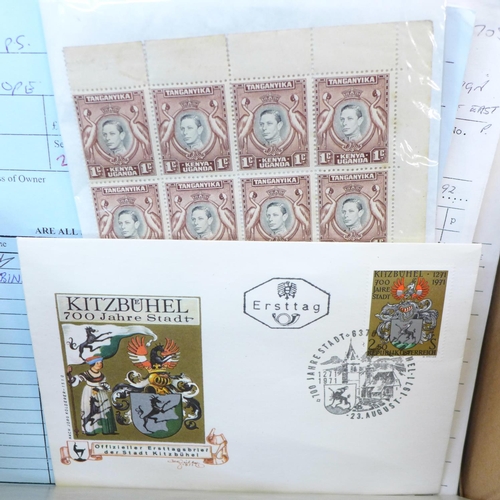 729 - A box of stamps, catalogues, covers, etc.