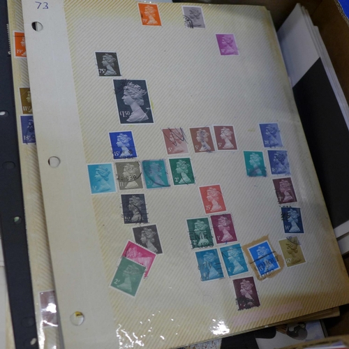 731 - A box of stamp albums, loose stamps, stamp catalogues, etc.