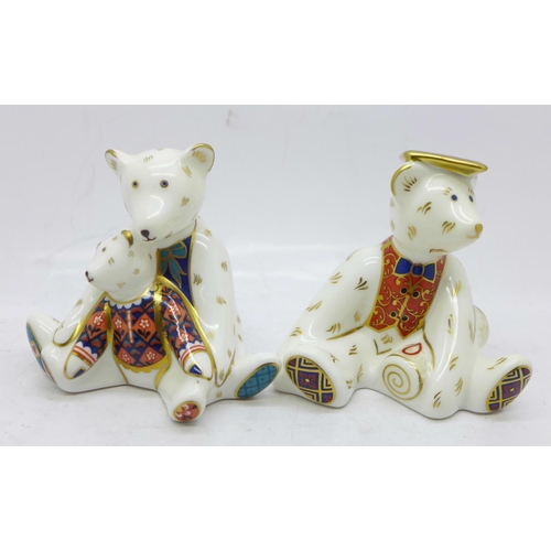 732 - Three Royal Crown Derby Teddy bear figures, other decorative china including two Coalport figures, H... 