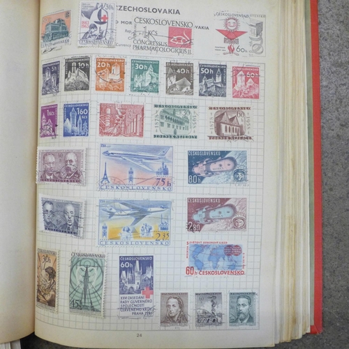 735 - Albums of stamps, stamp books, an album of cigarette cards including Players, etc.