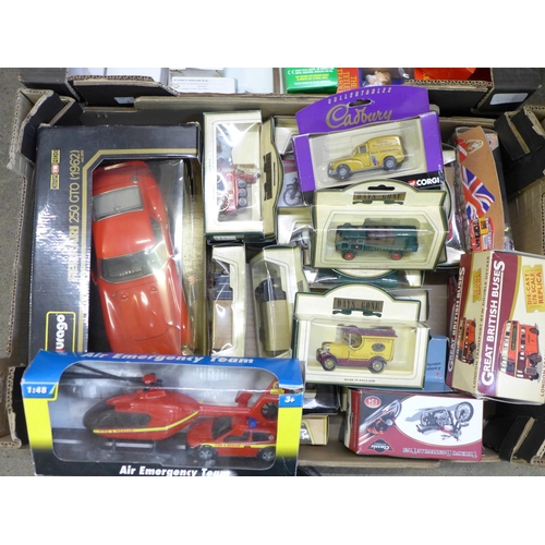 736 - Two boxes of model vehicles, Burago and Days Gone, etc.