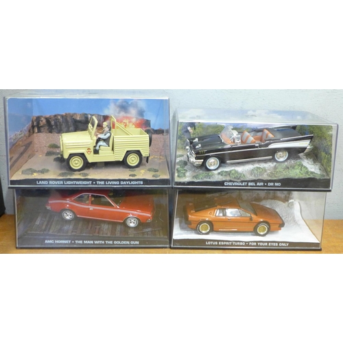 738 - Ten James Bond 007 film model vehicles, cased and one other