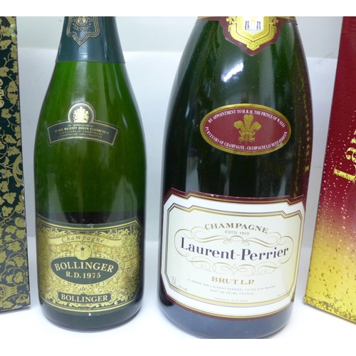 764 - A bottle of Bollinger champagne and a bottle of Laurent-Perrier champagne, both boxed