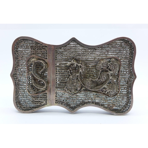 822 - A white metal filigree card case