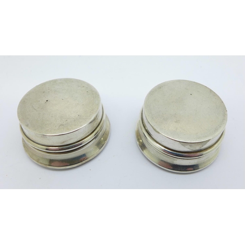 825 - Two silver and tortoiseshell pill boxes