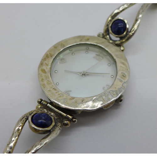 839 - A silver and mother of pearl bracelet wristwatch