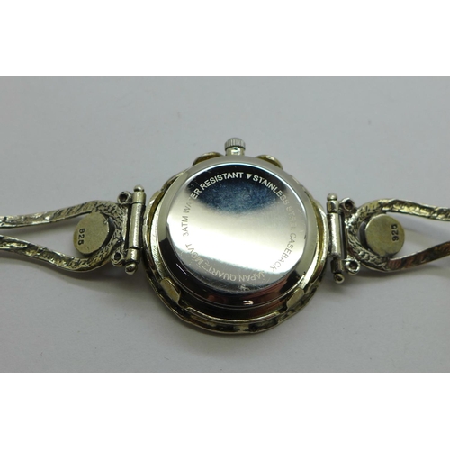 839 - A silver and mother of pearl bracelet wristwatch