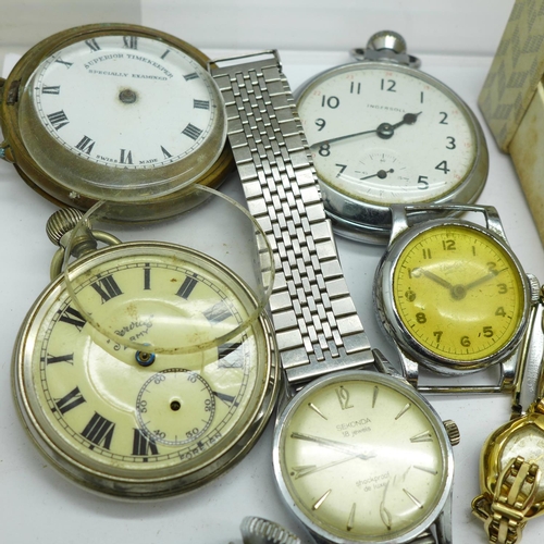 884 - Wristwatches and pocket watches, Sekonda, Ingersoll, etc.