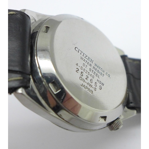 894 - A gentleman's stainless steel Citizen automatic wristwatch with inscription