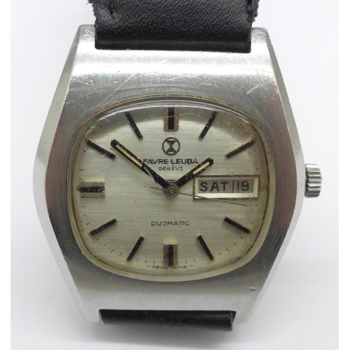 896 - A gentleman's stainless steel Favre-Leuba 'Duomatic' automatic wristwatch