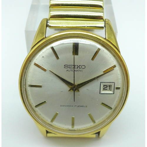 897 - A gentleman's gold plated Seiko automatic 'Diashock' wristwatch, dated March 1965