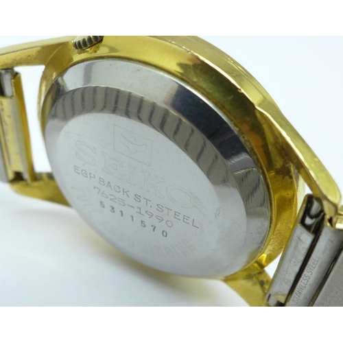 897 - A gentleman's gold plated Seiko automatic 'Diashock' wristwatch, dated March 1965