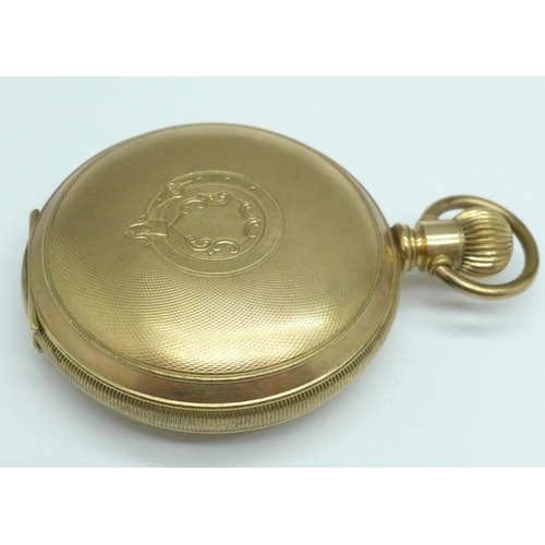 903 - An America full hunter plated pocket watch, lacking glass