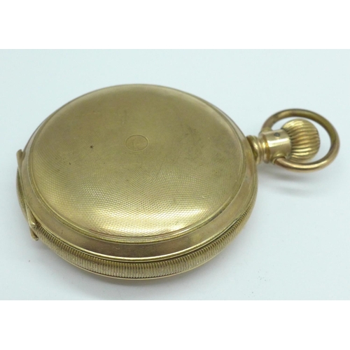 903 - An America full hunter plated pocket watch, lacking glass