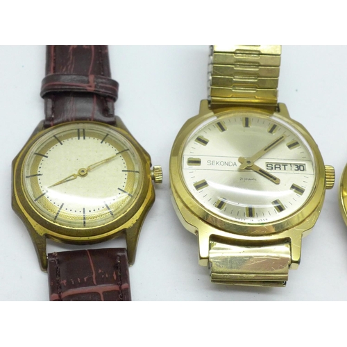 911 - Four gentleman's wristwatches including Saga Electric, West Germany