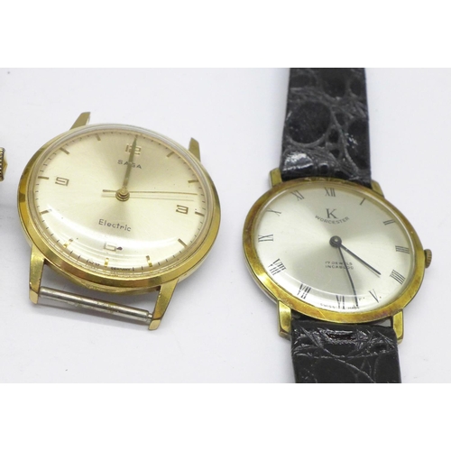 911 - Four gentleman's wristwatches including Saga Electric, West Germany