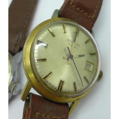 912 - Four gentleman's wristwatches including Roamer and Swiss Emperor automatic