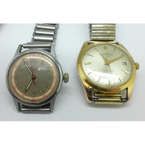 912 - Four gentleman's wristwatches including Roamer and Swiss Emperor automatic