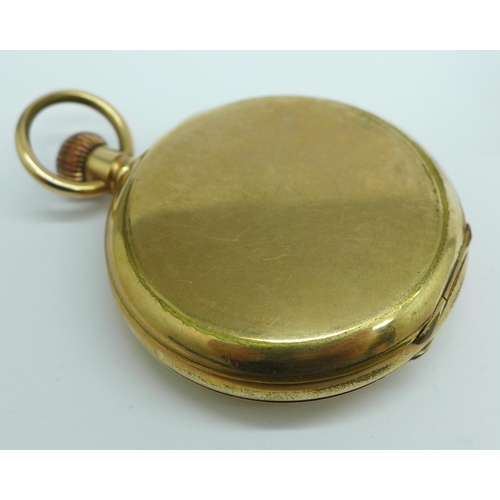 916 - A Lancashire Watch Co. Ltd., gold plated half-hunter pocket watch, Prize Watch, also marked Stollwer... 