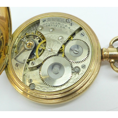 917 - A Waltham gold plated pocket watch