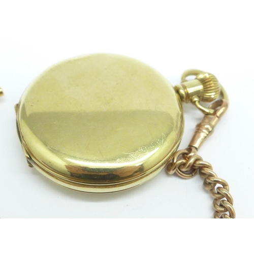 918 - A Federal gold plated pocket watch, with monogram, with an Albert chain