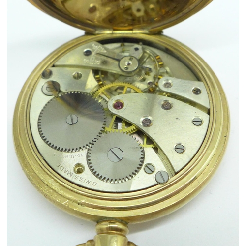 918 - A Federal gold plated pocket watch, with monogram, with an Albert chain