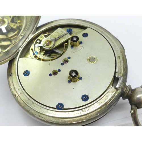 920 - A silver chronograph pocket watch, dial a/f