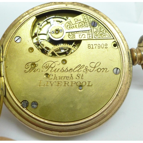 921 - A gold plated Thomas Russell pocket watch