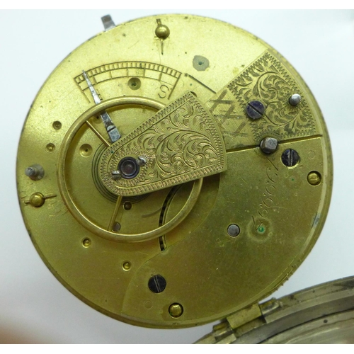 922 - A silver pocket watch, a/f